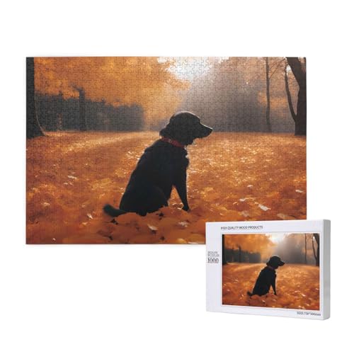 Phayah Blätter mit Hunden, Puzzle, 1000 Teile, Holzpuzzle für Familie, Freunde, Heimdekoration, Wandkunst, 29,5 x 50 cm Phayah Blätter mit Hunden, Puzzle, 1000 Teile, Holzpuzzle für Familie, Freunde, Heimdekoration, Wandkunst, 29,5 x 50 cm von PHAYAH