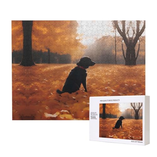 Phayah Blätter mit Hunden, Puzzle, 500 Teile, Holzpuzzle für Familie, Freunde, Heimdekoration, Wandkunst, 20,4 x 38,1 cm von PHAYAH
