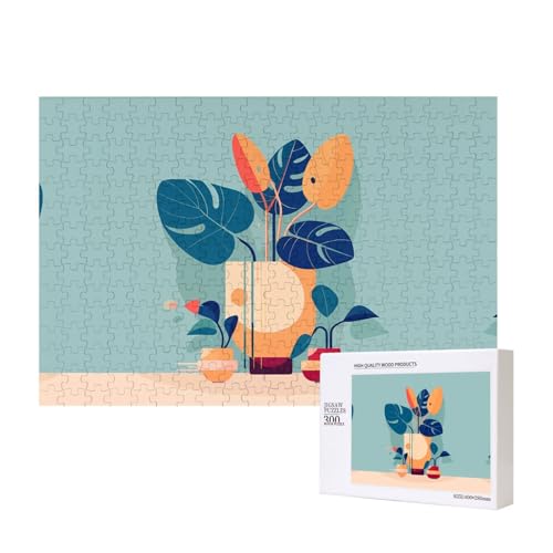 Phayah Blau-orangefarbenes Turtleback-Bambus-Puzzle, 300 Teile für Puzzle, Holzpuzzle für Familie, Freunde, Heimdekoration, Wandkunst, 15,7 x 27,9 cm von PHAYAH