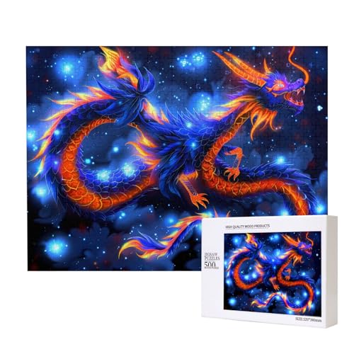 Phayah Blauer Drache, Puzzle für Erwachsene, 500 Teile, Heimdekoration, Geburtstagsparty, für Männer und Frauen, 20,4 x 38,1 cm Phayah Blauer Drache, Puzzle für Erwachsene, 500 Teile, Heimdekoration, Geburtstagsparty, für Männer und Frauen, 20,4 x 38,1 cm von PHAYAH
