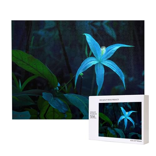 Phayah Blaues Puzzle mit fünf Blütenblättern, einzigartiges Puzzle, Wandkunst, Bild für Heimdekoration, 500 Stück von PHAYAH