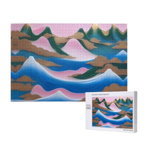 Phayah Blue Waves, Schnitzpuzzle für Erwachsene, 1000 Teile, Heimdekoration, Geburtstagsparty, für Männer und Frauen, 29,5 x 50 cm von PHAYAH
