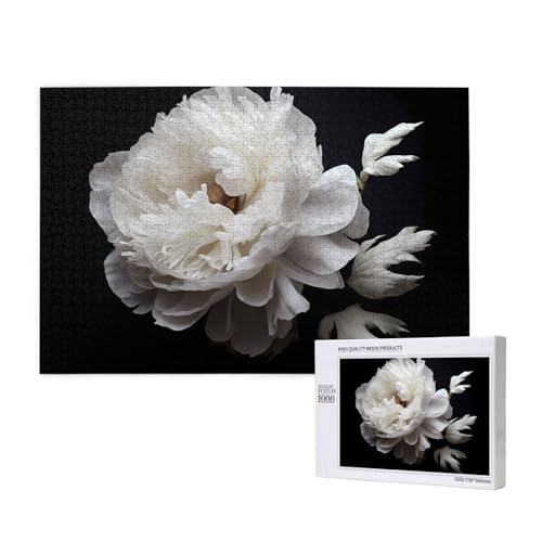 Phayah Blühende weiße Pfingstrosen-Puzzles für Erwachsene, 1000 Teile, Heimdekoration, Geburtstagsparty für Männer und Frauen, 29,5 x 50 cm Phayah Blühende weiße Pfingstrosen-Puzzles für Erwachsene, 1000 Teile, Heimdekoration, Geburtstagsparty für Männer und Frauen, 29,5 x 50 cm von PHAYAH
