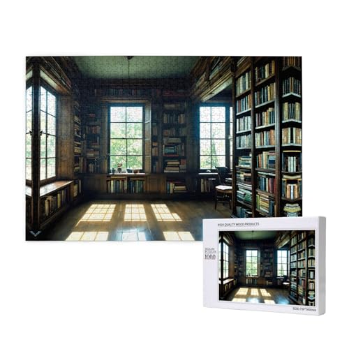 Phayah Bücherregal-Puzzle, 1000 Teile für Puzzle, Holzpuzzle für Familie, Freunde, Heimdekoration, Wandkunst, 75 x 50 cm von PHAYAH