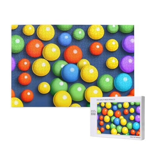 Phayah Bunte Bälle, Puzzle, 1000 Teile für Puzzle, Holzpuzzle für Familie, Freunde, Heimdekoration, Wandkunst, 29,5 x 50 cm Phayah Bunte Bälle, Puzzle, 1000 Teile für Puzzle, Holzpuzzle für Familie, Freunde, Heimdekoration, Wandkunst, 29,5 x 50 cm von PHAYAH