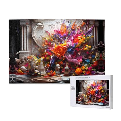 Phayah Bunte Blumen-Graffiti-Puzzles für Erwachsene, 1000 Teile, Kinderspielzeug, Intelligenzentwicklungsspielzeug, 29,5 x 19,7 cm von PHAYAH