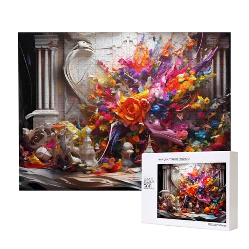 Phayah Bunte Blumen-Graffiti-Puzzles für Erwachsene, 500 Teile, Kinderspielzeug, Intelligenzentwicklungsspielzeug, 20,4 x 38,1 cm von PHAYAH