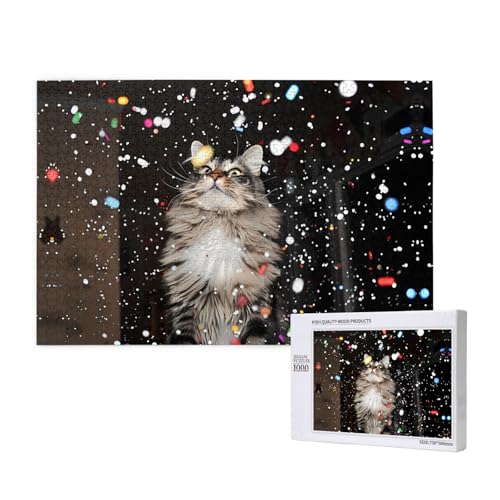 Phayah Bunte Blumen-Katzen-Puzzles für Erwachsene, 1000 Teile, Kinderspielzeug, Intelligenzentwicklungsspielzeug, 29,5 x 19,7 cm von PHAYAH