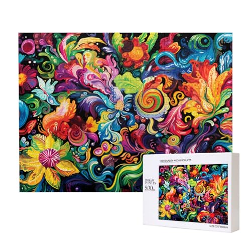Phayah Bunte Blumen-Puzzles für Erwachsene, 500 Teile, Heimdekoration, Geburtstagsparty für Männer und Frauen, 50 x 38 cm von PHAYAH