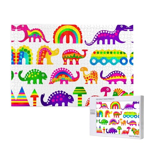 Phayah Bunte Dinosaurier-Puzzles für Erwachsene, 1000 Teile, Kinderspielzeug, Intelligenzentwicklungsspielzeug, 29,5 x 19,7 cm Phayah Bunte Dinosaurier-Puzzles für Erwachsene, 1000 Teile, Kinderspielzeug, Intelligenzentwicklungsspielzeug, 29,5 x 19,7 cm von PHAYAH