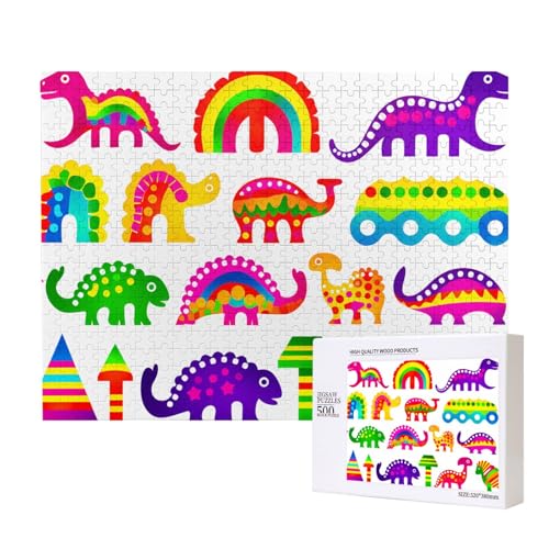 Phayah Bunte Dinosaurier-Puzzles für Erwachsene, 500 Teile, Kinderspielzeug, Intelligenzentwicklungsspielzeug, 20,4 x 38,1 cm Phayah Bunte Dinosaurier-Puzzles für Erwachsene, 500 Teile, Kinderspielzeug, Intelligenzentwicklungsspielzeug, 20,4 x 38,1 cm von PHAYAH