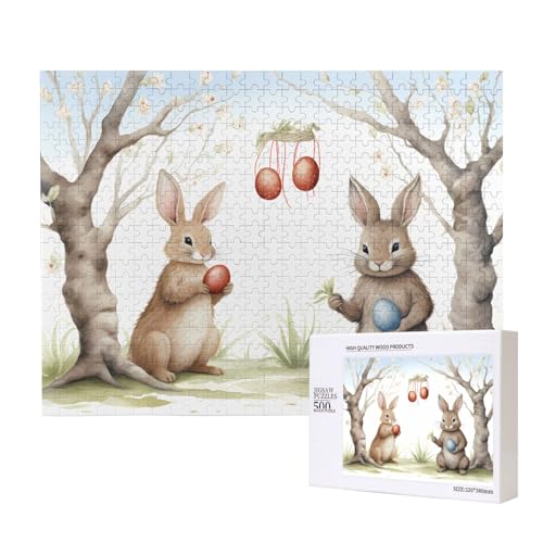 Phayah Bunte Eierhasen-Puzzles für Erwachsene, 500 Teile, Intelligenz-Entwicklungsspielzeug, 20,4 x 38,1 cm von PHAYAH