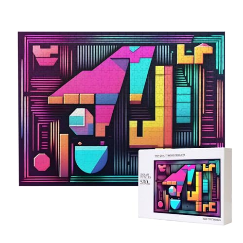 Phayah Bunte Farben, Puzzle, 500 Teile, für Puzzle, Holzpuzzle für Familie, Freunde, Heimdekoration, Wandkunst, 50 x 38 cm von PHAYAH