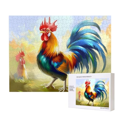 Phayah Bunte Hahn-Puzzles für Erwachsene, 500 Teile, Intelligenz-Entwicklungsspielzeug, 20,4 x 38,1 cm Phayah Bunte Hahn-Puzzles für Erwachsene, 500 Teile, Intelligenz-Entwicklungsspielzeug, 20,4 x 38,1 cm von PHAYAH