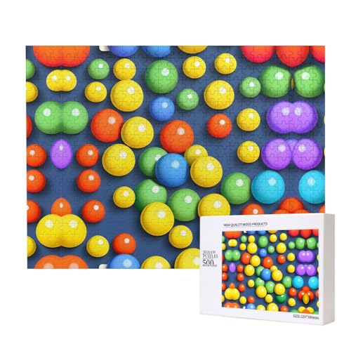 Phayah Bunte Kugel-Puzzle, 500 Teile, für Puzzle, Holzpuzzle für Familie, Freunde, Heimdekoration, Wandkunst, 20,4 x 38,1 cm von PHAYAH