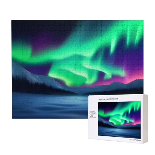 Phayah Bunte Lichter, Puzzle, 500 Teile, für Puzzle, Holzpuzzle für Familie, Freunde, Heimdekoration, Wandkunst, 50 x 38 cm Phayah Bunte Lichter, Puzzle, 500 Teile, für Puzzle, Holzpuzzle für Familie, Freunde, Heimdekoration, Wandkunst, 50 x 38 cm von PHAYAH