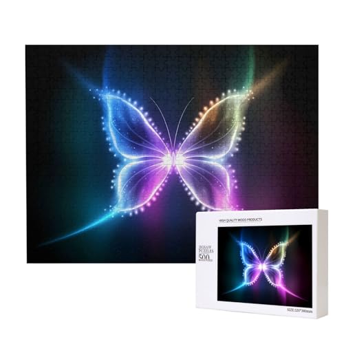 Phayah Bunte Lichter Schmetterling Puzzle für Erwachsene, 500 Teile, Heimdekoration, Geburtstagsparty für Männer und Frauen, 50,4 x 15 cm von PHAYAH