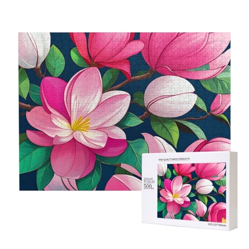 Phayah Bunte Magnolien-Puzzle, 500 Teile, für Puzzle, Holzpuzzle für Familie, Freunde, Heimdekoration, Wandkunst, 50 x 38 cm Phayah Bunte Magnolien-Puzzle, 500 Teile, für Puzzle, Holzpuzzle für Familie, Freunde, Heimdekoration, Wandkunst, 50 x 38 cm von PHAYAH