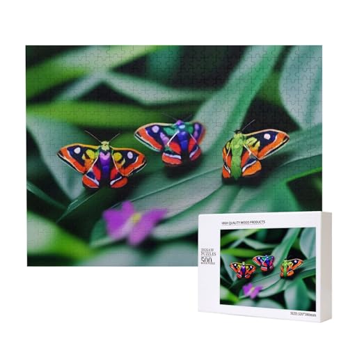 Phayah Bunte Motten-Puzzle, 500 Teile, für Puzzle, Holzpuzzle für Familie, Freunde, Heimdekoration, Wandkunst, 500 x 38 cm von PHAYAH