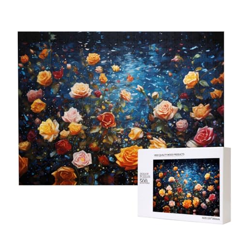 Phayah Bunte Rosen Puzzles für Erwachsene, 500 Teile, Intelligenzentwicklungsspielzeug, 20,4 x 38,1 cm von PHAYAH