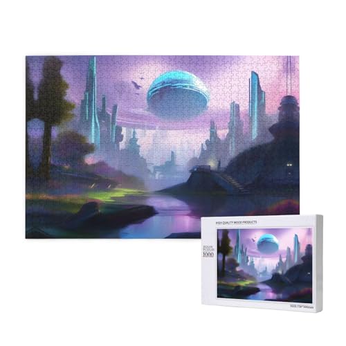 Phayah Buntes Halo-Puzzle, 1000 Teile, für Puzzle, Holzpuzzle für Familie, Freunde, Heimdekoration, Wandkunst, 75 x 50 cm von PHAYAH