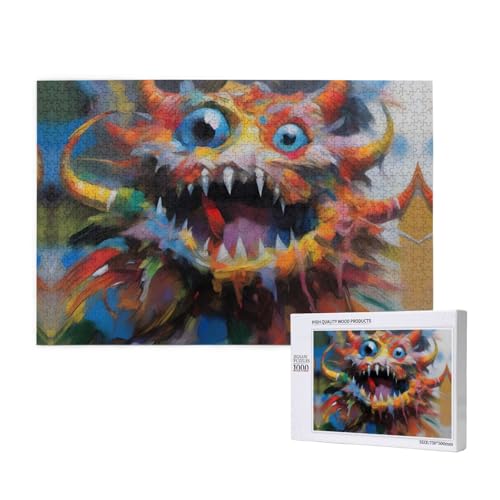 Phayah Buntes Monster-Puzzle, 1000 Teile für Puzzle, Holzpuzzle für Familie, Freunde, Heimdekoration, Wandkunst, 75 x 50 cm Phayah Buntes Monster-Puzzle, 1000 Teile für Puzzle, Holzpuzzle für Familie, Freunde, Heimdekoration, Wandkunst, 75 x 50 cm von PHAYAH