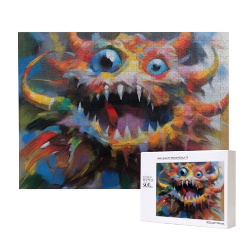 Phayah Buntes Monster-Puzzle, 500 Teile, für Puzzle, Holzpuzzle für Familie, Freunde, Heimdekoration, Wandkunst, 50,4 x 38,1 cm Phayah Buntes Monster-Puzzle, 500 Teile, für Puzzle, Holzpuzzle für Familie, Freunde, Heimdekoration, Wandkunst, 50,4 x 38,1 cm von PHAYAH