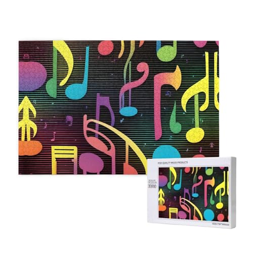 Phayah Buntes Musicn Otat Puzzle, 1000 Teile für Puzzle, Holzpuzzle für Familie, Freunde, Heimdekoration, Wandkunst, 75 x 50 cm von PHAYAH