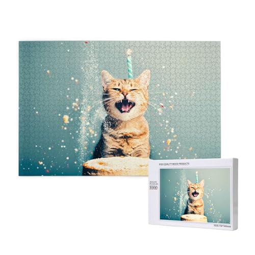 Phayah Cake Battle Cat Puzzle für Erwachsene, 1000 Teile, Heimdekoration, Geburtstagsparty für Männer und Frauen, 29,5 x 50 cm von PHAYAH