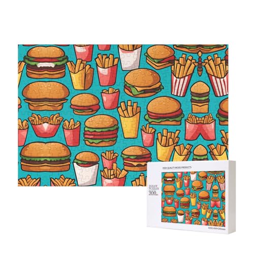 Phayah Cartoon Burger Pommes Puzzles 300 Teile für Puzzle Holzpuzzle für Familie Freund Heimdekoration Wandkunst 15,7 x 27,9 cm Phayah Cartoon Burger Pommes Puzzles 300 Teile für Puzzle Holzpuzzle für Familie Freund Heimdekoration Wandkunst 15,7 x 27,9 cm von PHAYAH