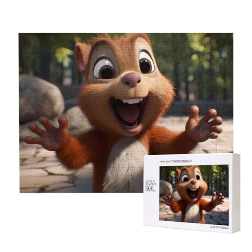 Phayah Cartoon-Eichhörnchen-Muster, Puzzle, einzigartiges Puzzle, Wandkunst-Bild für Heimdekoration, 500 Stück von PHAYAH