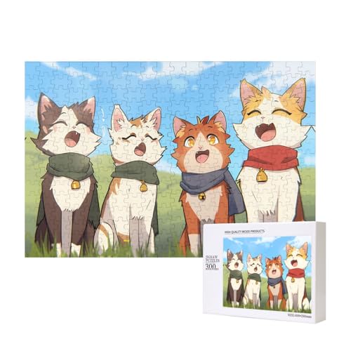 Phayah Cartoon-Katzen-Puzzles für Erwachsene, 300 Teile, Heimdekoration, Geburtstagsparty für Männer und Frauen, 40 x 27,9 cm von PHAYAH