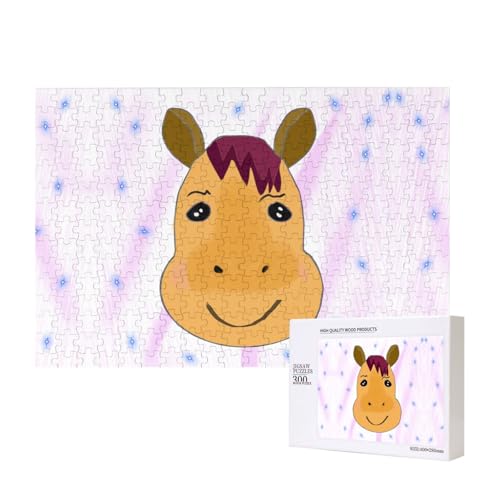 Phayah Cartoon-Puzzle, Pferdekopf, 300 Teile, für Puzzle, Holzpuzzle für Familie, Freunde, Heimdekoration, Wandkunst, 15,7 x 27,9 cm von PHAYAH