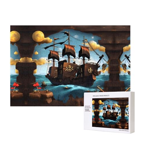 Phayah Cartoon-Puzzles mit Piratenschiff, für Erwachsene, 300 Teile, Heimdekoration, Geburtstagsparty für Männer und Frauen, 15,7 x 27,9 cm Phayah Cartoon-Puzzles mit Piratenschiff, für Erwachsene, 300 Teile, Heimdekoration, Geburtstagsparty für Männer und Frauen, 15,7 x 27,9 cm von PHAYAH