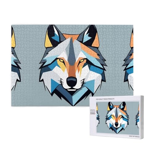Phayah Cartoon-Wolfskopf-Puzzle für Erwachsene, 1000 Teile, Heimdekoration, Geburtstagsparty für Männer und Frauen, 29,5 x 50 cm von PHAYAH