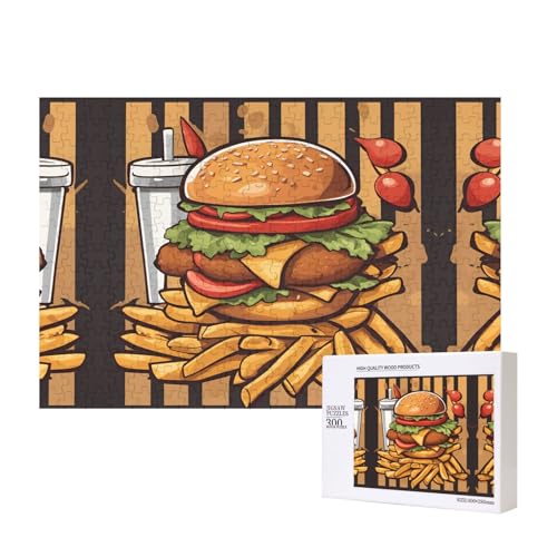 Phayah Cartoon übergroße Burger-Puzzle, 300 Teile für Puzzle, Holzpuzzle für Familie, Freunde, Heimdekoration, Wandkunst, 15,7 x 27,9 cm Phayah Cartoon übergroße Burger-Puzzle, 300 Teile für Puzzle, Holzpuzzle für Familie, Freunde, Heimdekoration, Wandkunst, 15,7 x 27,9 cm von PHAYAH