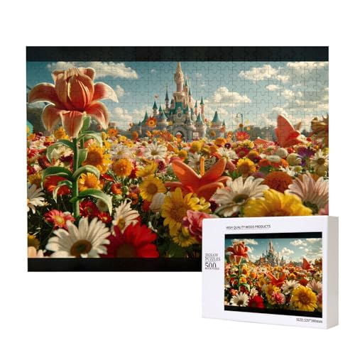 Phayah Castle Flower Sea Pattern Puzzle Unique Jigsaw Wall Art Picture for Home Decoration 500 Pcs von PHAYAH
