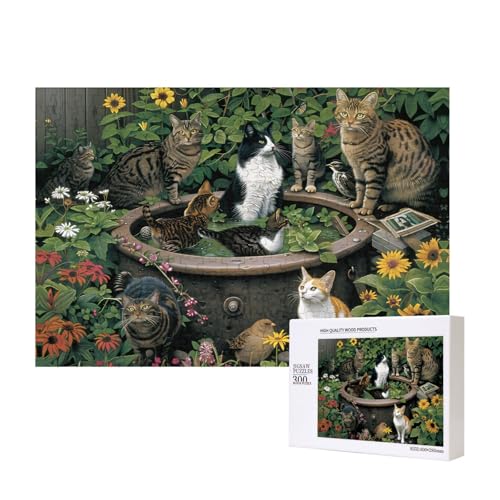Phayah Cat by Flower Tank Pattern Puzzle Unique Jigsaw Wall Art Picture for Home Decoration 300 Pcs von PHAYAH