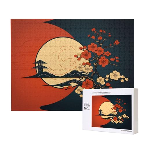 Phayah Chinesisches Pflaumenblütenmuster, Puzzle, einzigartiges Puzzle, Wandkunst, Bild für Heimdekoration, 500 Stück von PHAYAH