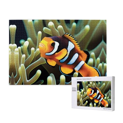 Phayah Clownfish-Puzzle, 1000 Teile für Puzzle, Holzpuzzle für Familie, Freunde, Heimdekoration, Wandkunst, 75 x 50 cm Phayah Clownfish-Puzzle, 1000 Teile für Puzzle, Holzpuzzle für Familie, Freunde, Heimdekoration, Wandkunst, 75 x 50 cm von PHAYAH