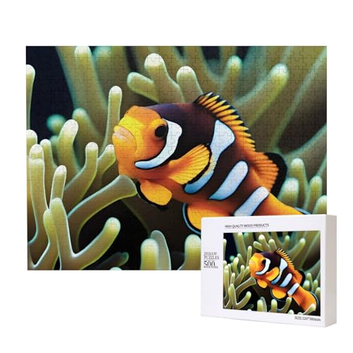 Phayah Clownfish-Puzzle, 500 Teile für Puzzle, Holzpuzzle für Familie, Freunde, Heimdekoration, Wandkunst, 50,4 x 38,1 cm Phayah Clownfish-Puzzle, 500 Teile für Puzzle, Holzpuzzle für Familie, Freunde, Heimdekoration, Wandkunst, 50,4 x 38,1 cm von PHAYAH