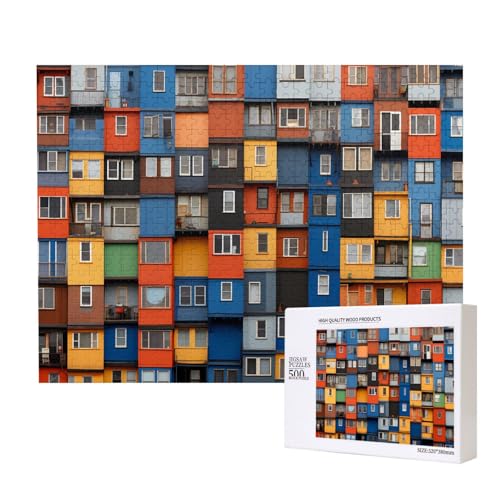 Phayah Container House Puzzles für Erwachsene 500 Teile Kinder Intelligenz Entwicklung Spielzeug 20,4 x 38,1 cm von PHAYAH