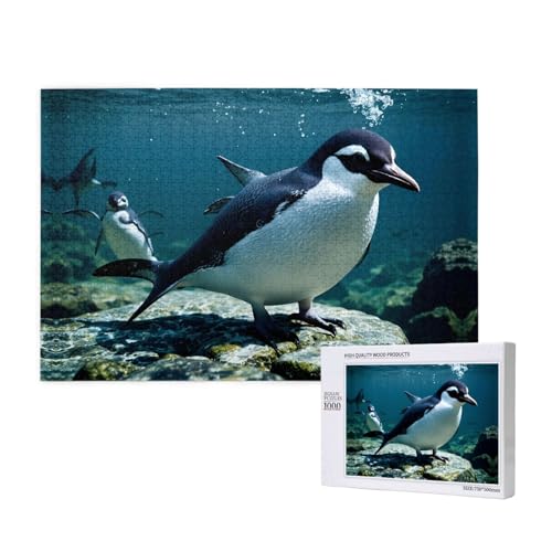 Phayah Cooles Fisch-Pinguin-Puzzle, 1000 Teile für Puzzle, Holzpuzzle für Familie, Freunde, Heimdekoration, Wandkunst, 75 x 50 cm von PHAYAH