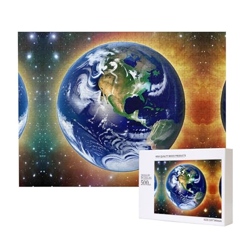 Phayah Cosmic Earth Puzzles 500 Teile für Puzzle, Holzpuzzle für Familie, Freunde, Heimdekoration, Wandkunst, 20,4 x 38,1 cm von PHAYAH