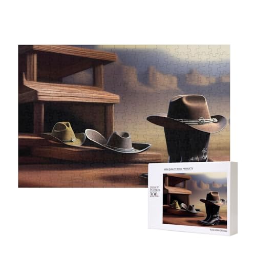 Phayah Cowboyhut- und Stiefel-Puzzle, 300 Teile, für Puzzle, Holzpuzzle für Familie, Freunde, Heimdekoration, Wandkunst, 39 x 27 cm Phayah Cowboyhut- und Stiefel-Puzzle, 300 Teile, für Puzzle, Holzpuzzle für Familie, Freunde, Heimdekoration, Wandkunst, 39 x 27 cm von PHAYAH