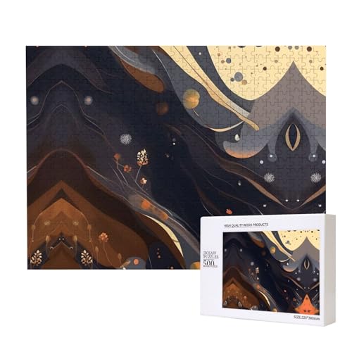 Phayah Dark Medium Puzzles 500 Teile für Puzzle, Holzpuzzle für Familie, Freunde, Heimdekoration, Wandkunst, 20,4 x 38,1 cm von PHAYAH