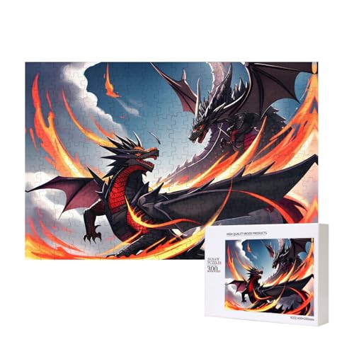 Phayah Doppeldrachen-Kampf-Puzzle, 300 Teile, für Puzzle, Holzpuzzle für Familie, Freunde, Heimdekoration, Wandkunst, 39,9 x 27,9 cm Phayah Doppeldrachen-Kampf-Puzzle, 300 Teile, für Puzzle, Holzpuzzle für Familie, Freunde, Heimdekoration, Wandkunst, 39,9 x 27,9 cm von PHAYAH