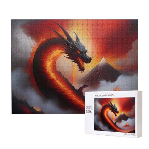 Phayah Dragon On Vulcano Puzzles 500 Teile für Puzzle Holzpuzzle für Familie Freund Heimdekoration Wandkunst 50,4 x 38,1 cm Phayah Dragon On Vulcano Puzzles 500 Teile für Puzzle Holzpuzzle für Familie Freund Heimdekoration Wandkunst 50,4 x 38,1 cm von PHAYAH
