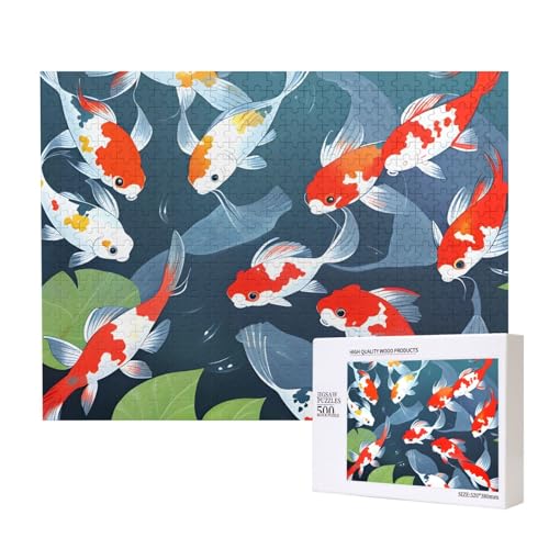 Phayah Dreamland Koi-Puzzle, 500 Teile für Puzzle, Holzpuzzle für Familie, Freunde, Heimdekoration, Wandkunst, 500 x 38 cm von PHAYAH