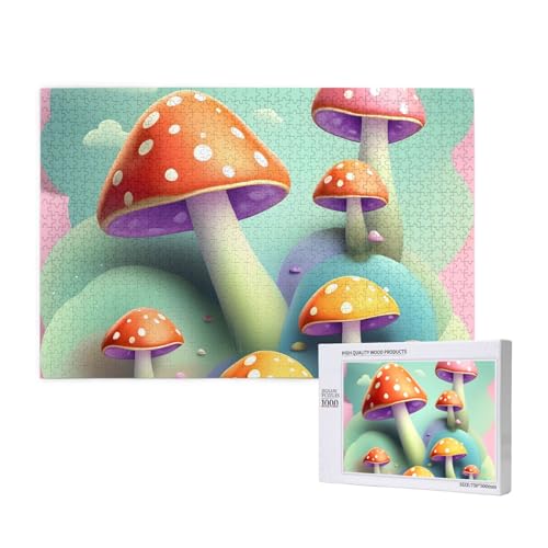 Phayah Dreamy Little Mushroom Puzzles 1000 Teile für Puzzle, Holzpuzzle für Familie, Freunde, Heimdekoration, Wandkunst, 29,5 x 50 cm Phayah Dreamy Little Mushroom Puzzles 1000 Teile für Puzzle, Holzpuzzle für Familie, Freunde, Heimdekoration, Wandkunst, 29,5 x 50 cm von PHAYAH